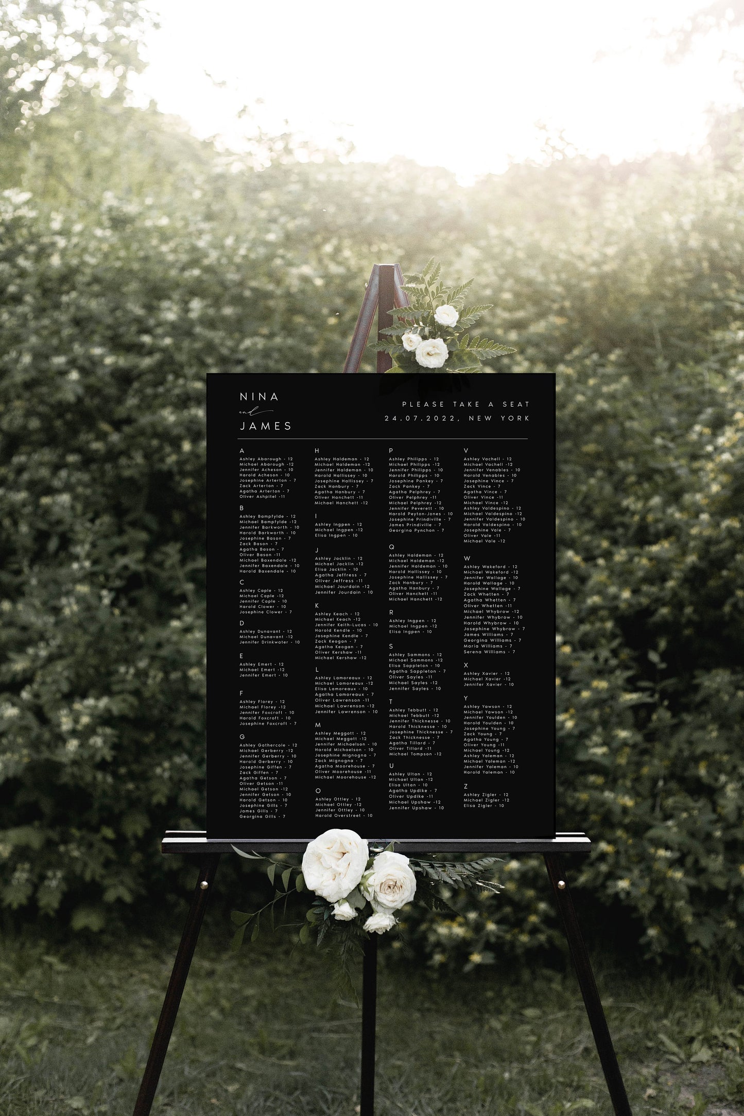 Nina Modern Wedding Seating Chart Template