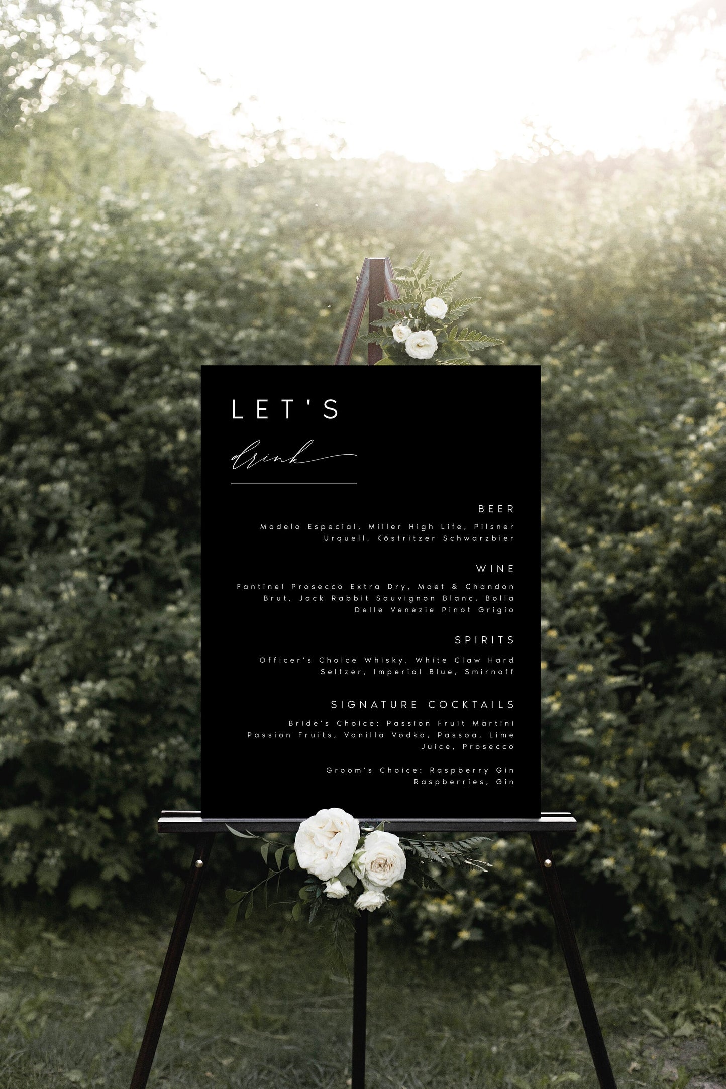 Nina Modern Editable Wedding Bar Menu Sign