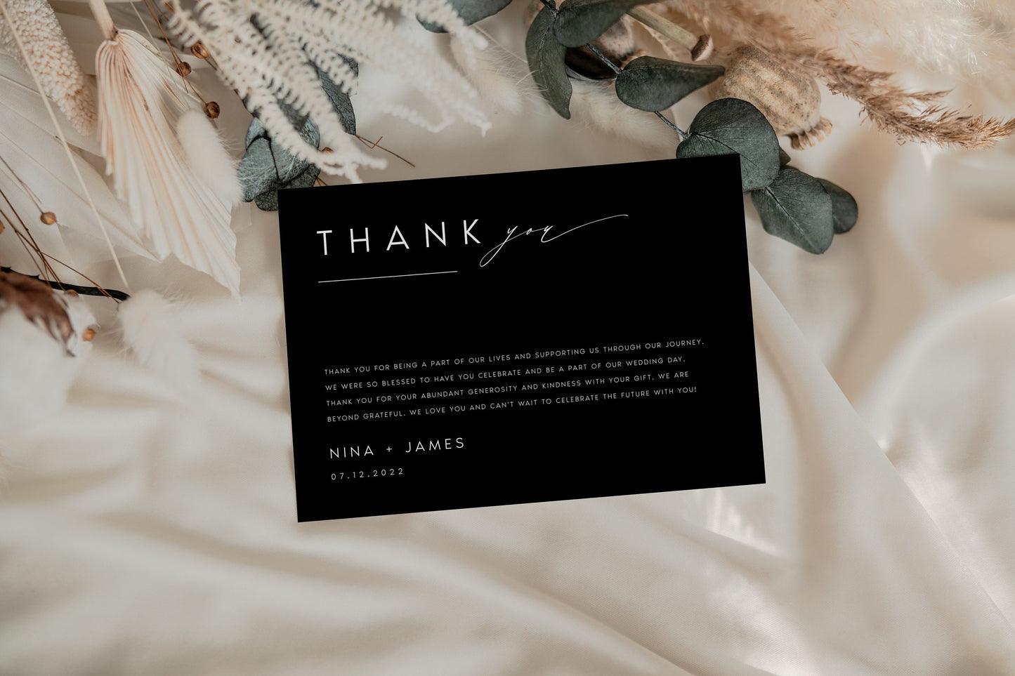 Nina Modern Wedding Thank You Card Template