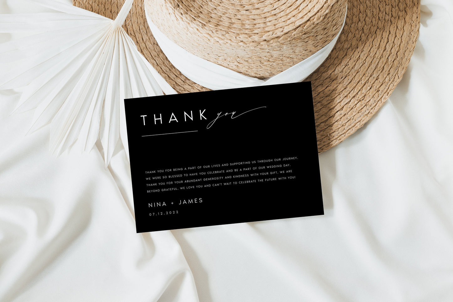 Nina Modern Wedding Thank You Card Template