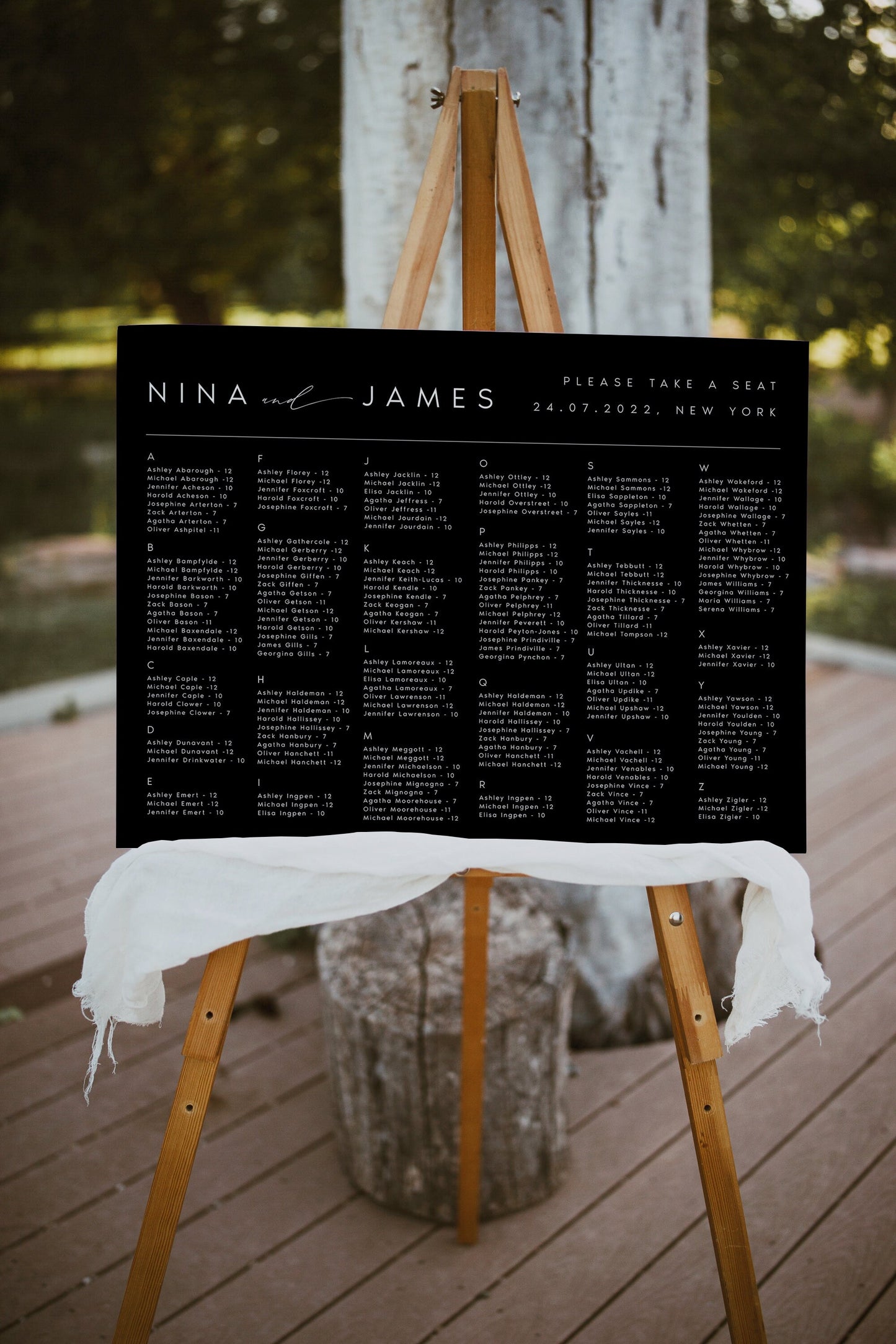 Nina Alphabetical Seating Chart Template Download