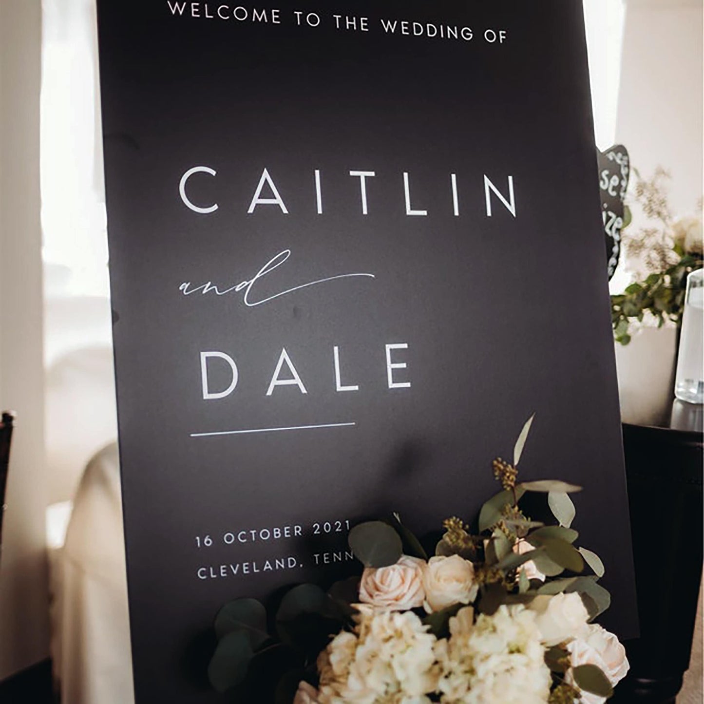 Nina BLACK Wedding Welcome Sign