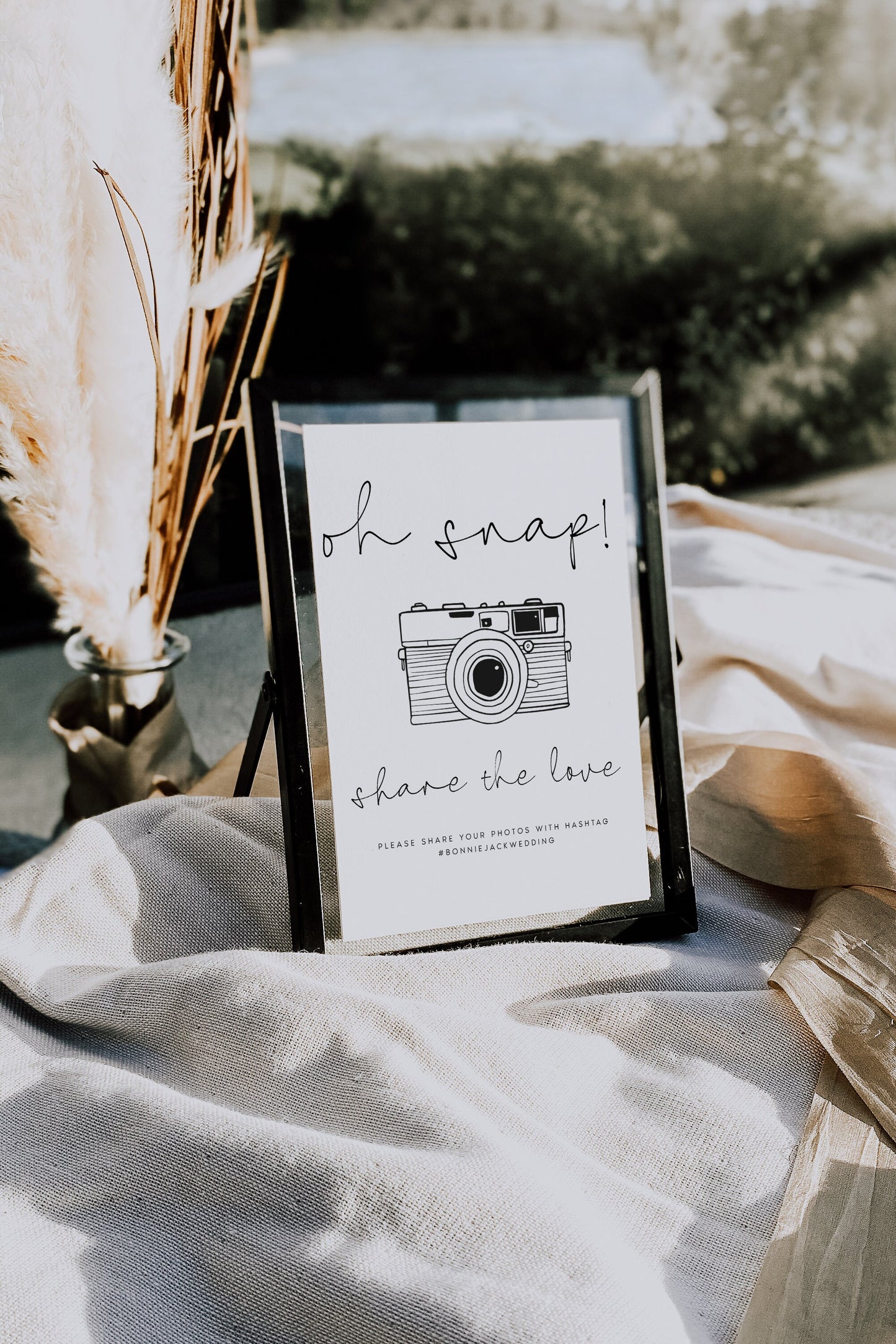 Bonnie Modern Oh Snap! Wedding Hashtag Sign Template