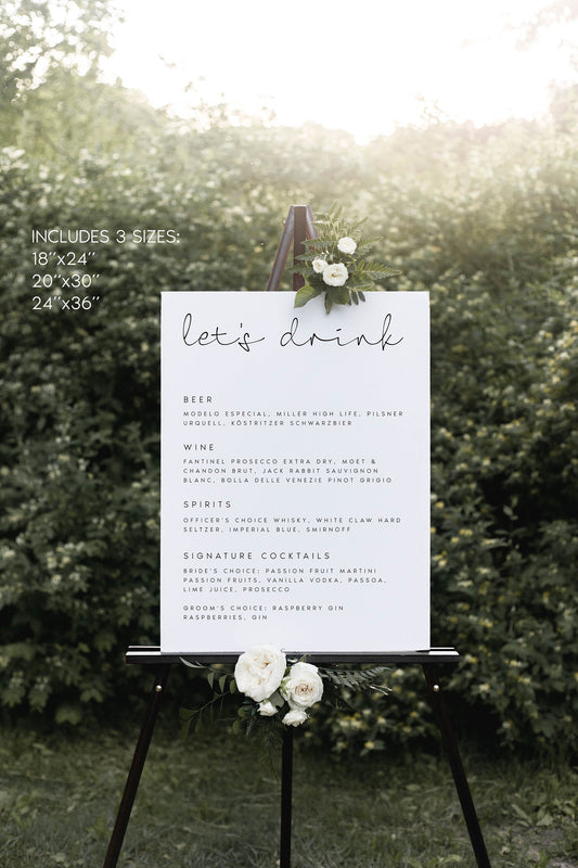 Bonnie Modern Wedding Bar Sign Template