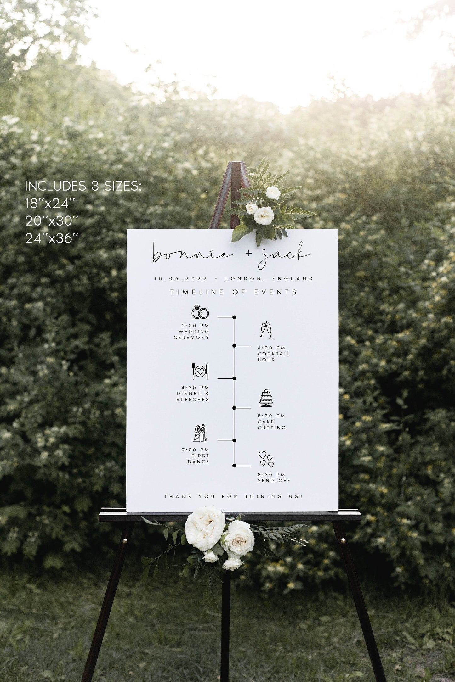 Bonnie Wedding Order of Events Timeline Sign Template