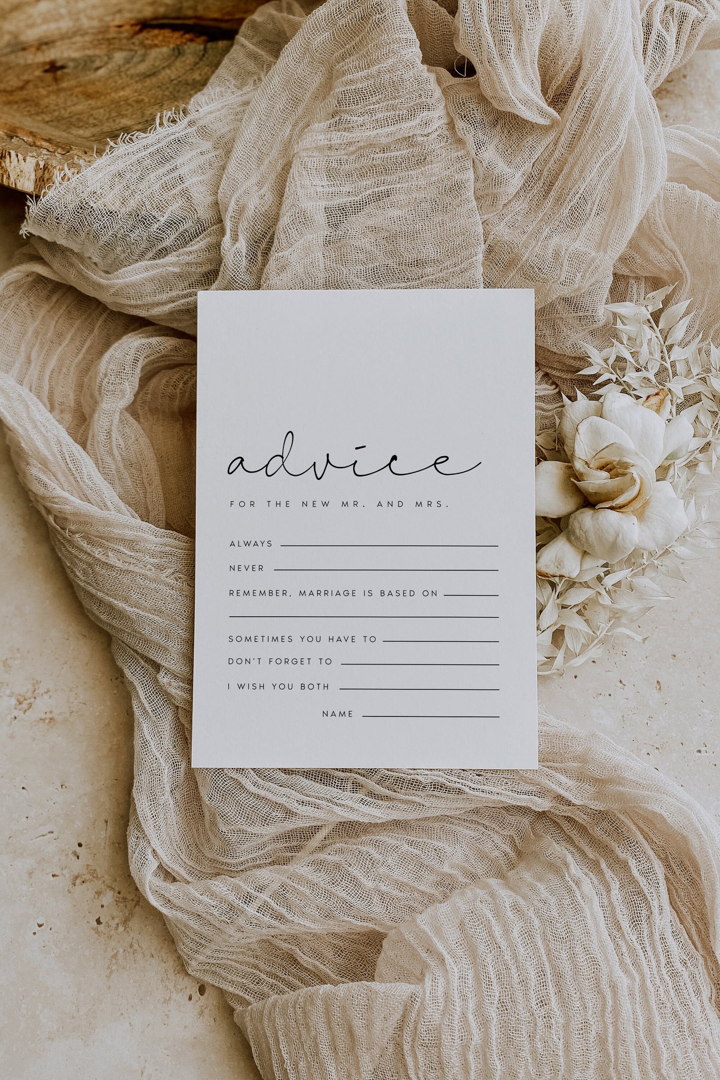 Bonnie Modern Advice For The Bride And Groom Card Template