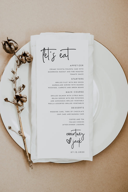 Courtney Minimalist Wedding Menu Template