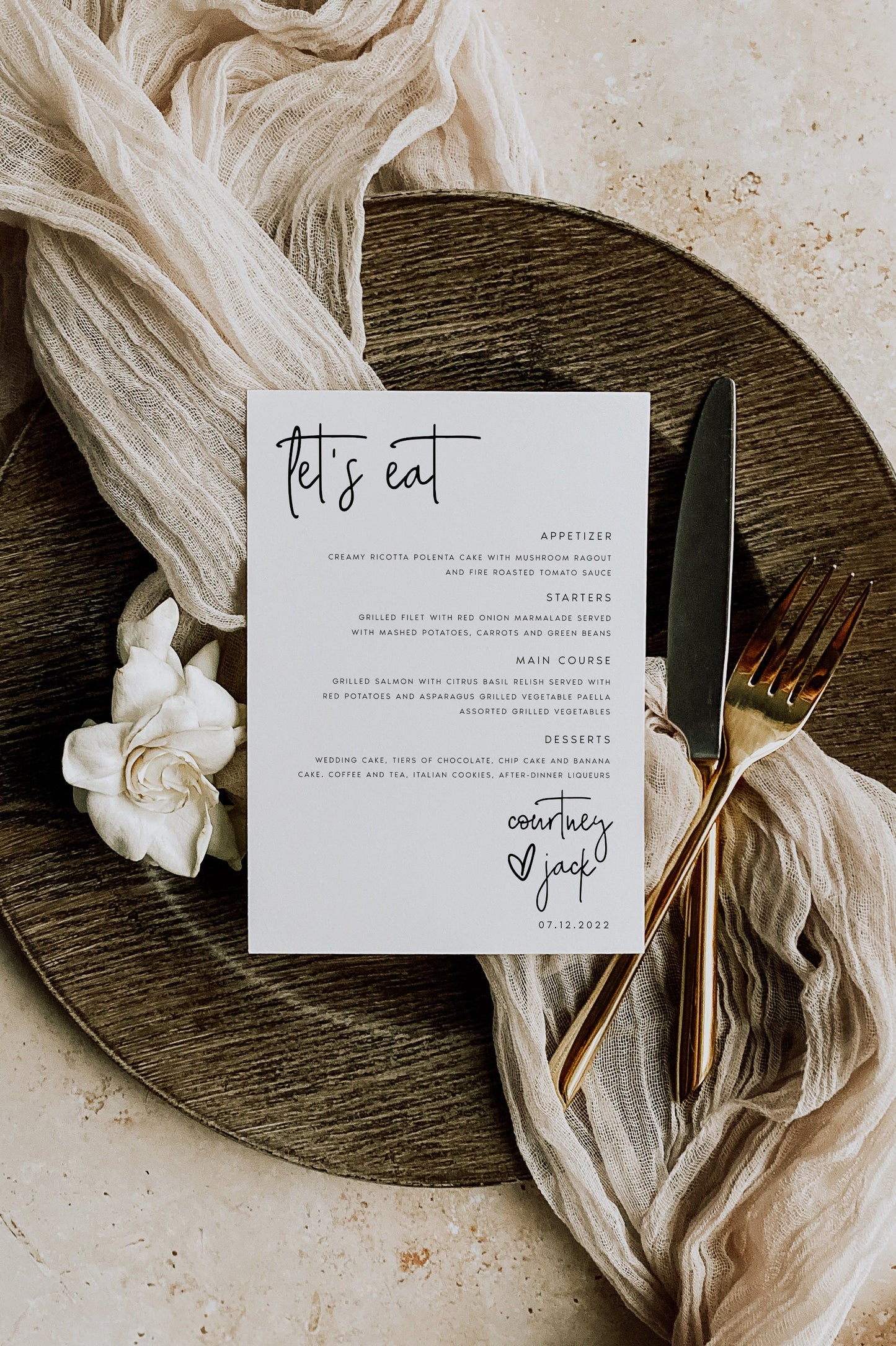 Courtney Modern Wedding Menu Template