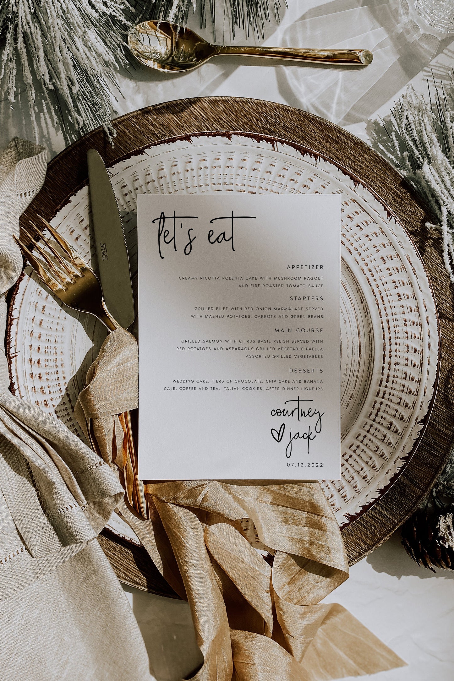 Courtney Minimalist Wedding Menu Template