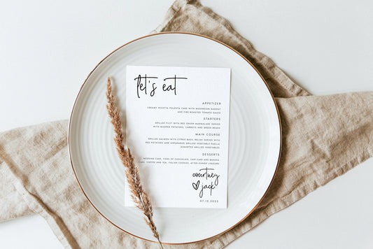 Courtney Minimalist Wedding Menu Template