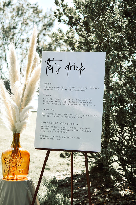 Courtney Editable Wedding Bar Menu Sign