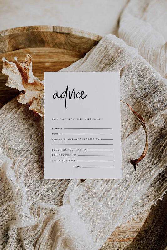 Courtney Minimalist Bridal Shower Advice Card Template