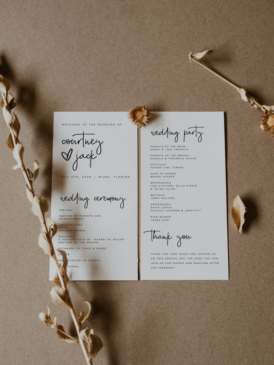 Courtney Modern Wedding Program Template