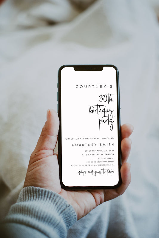 Courtney Modern Electronic Birthday Party Invitation