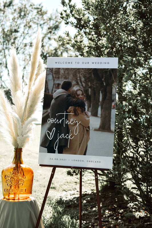 Courtney Minimalist Photo Wedding Welcome Sign