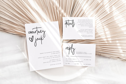 Courtney Minimal Modern Wedding Invitation Suite