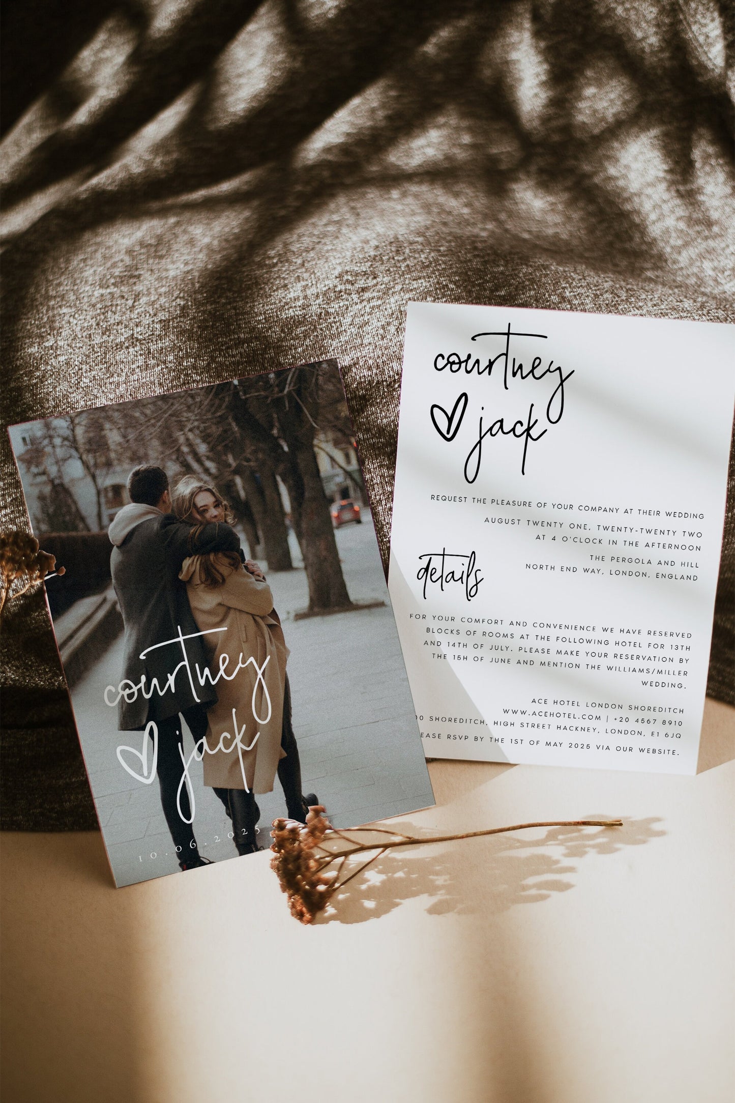 Courtney Minimalist Photo Wedding Invitation Set