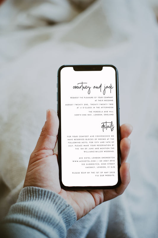 Courtney Modern Wedding Electronic Invitation