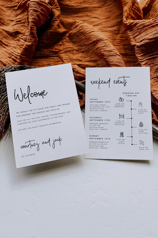 Courtney Wedding Itinerary Template Download