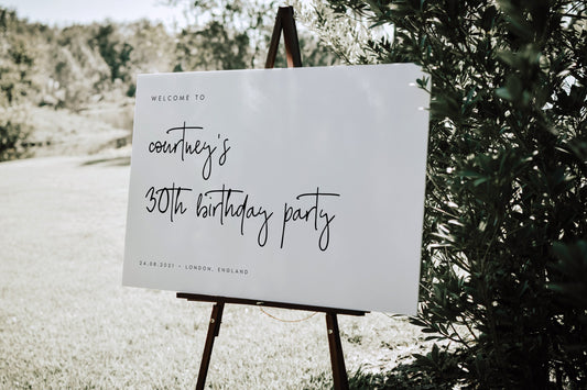 Courtney Modern Calligraphy Birthday Welcome Sign Template