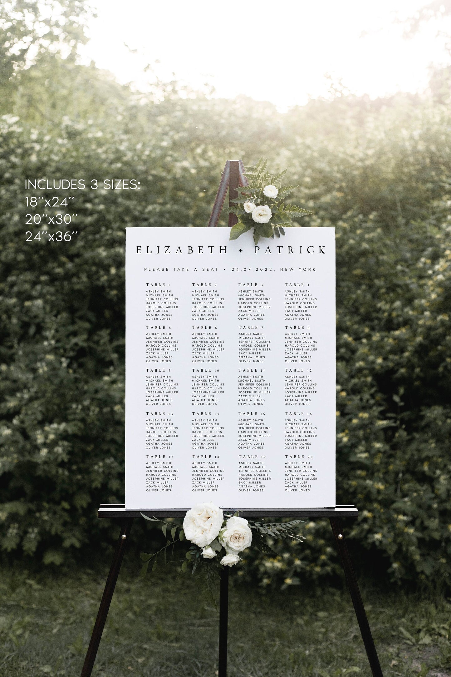 Elizabeth Wedding Seating Plan Template