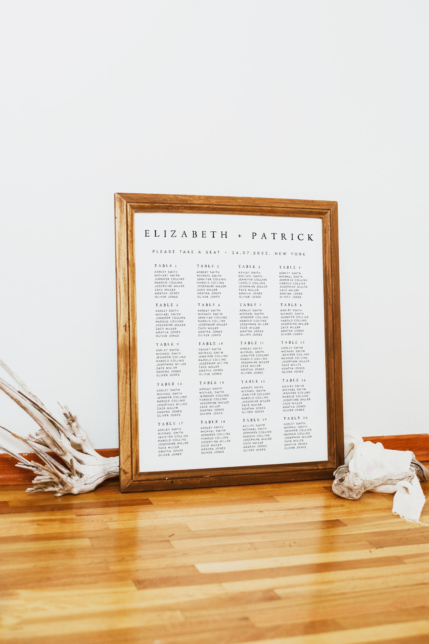 Elizabeth Wedding Seating Plan Template