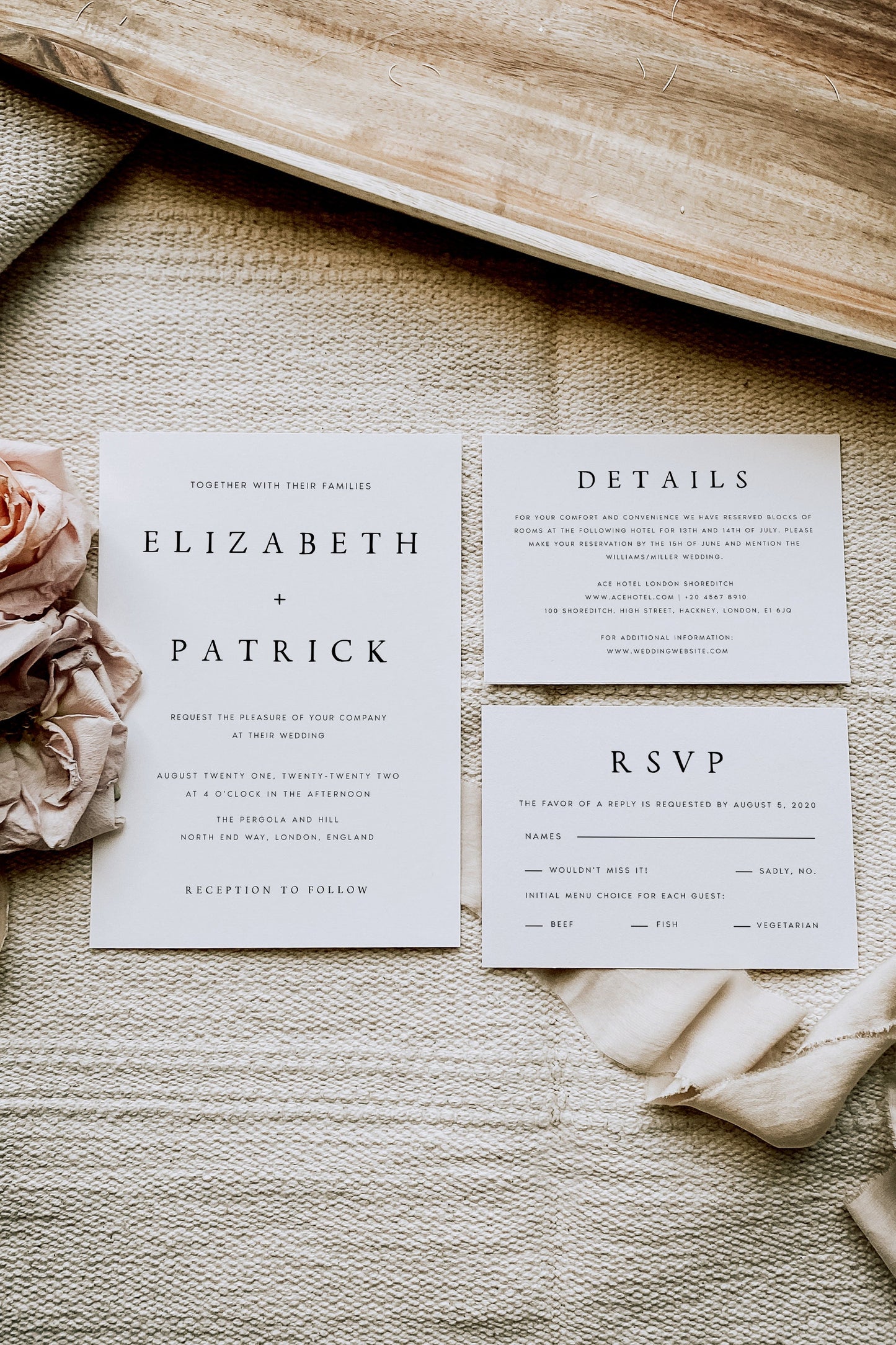 Elizabeth Minimal Modern Wedding Invitation Suite