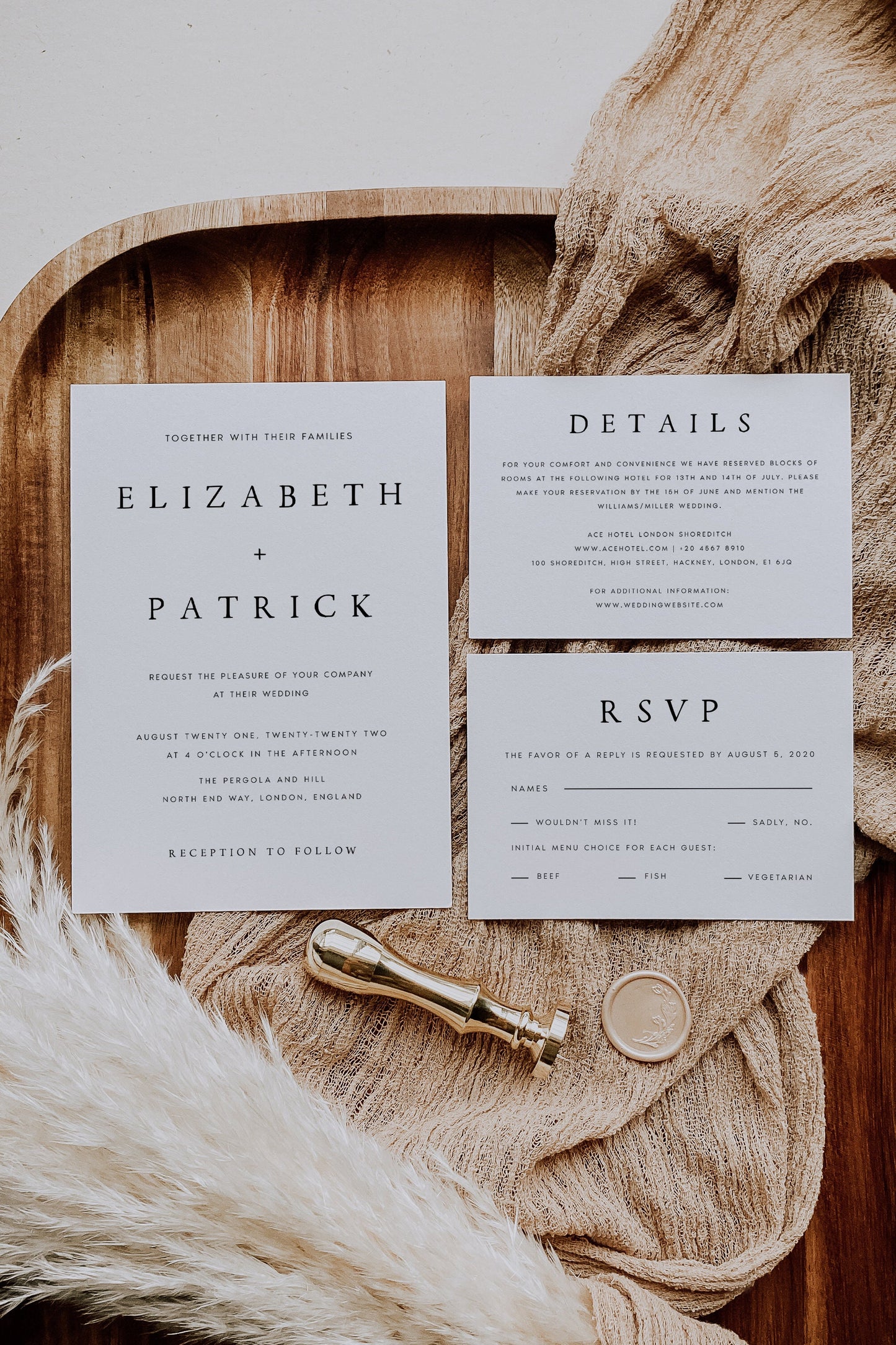 Elizabeth Minimal Modern Wedding Invitation Suite