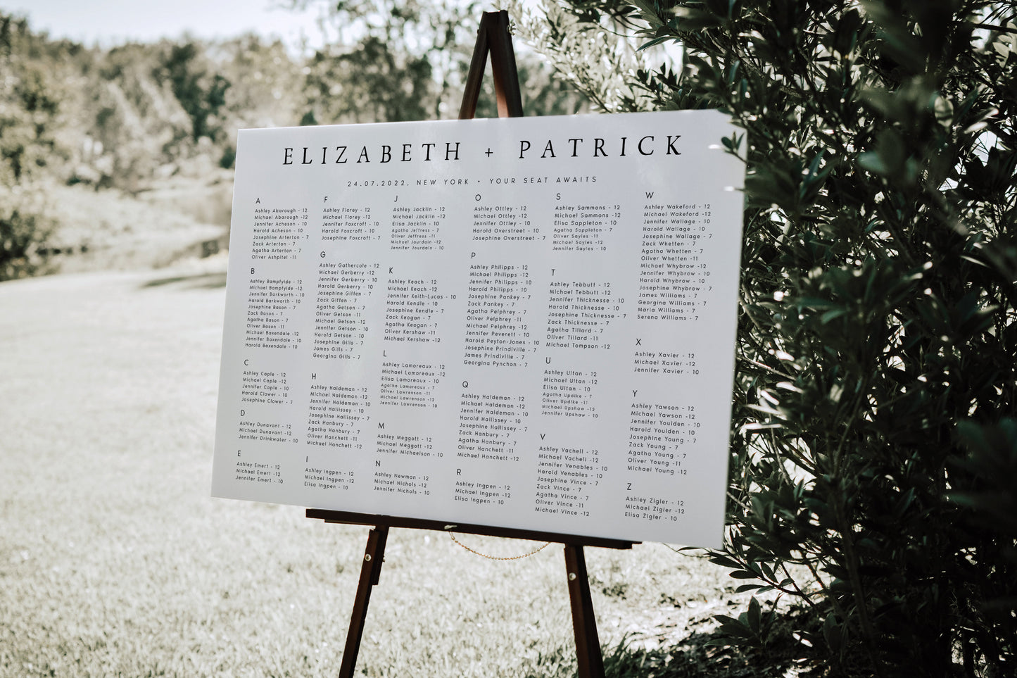 Elizabeth Simple Wedding Seating Chart Template