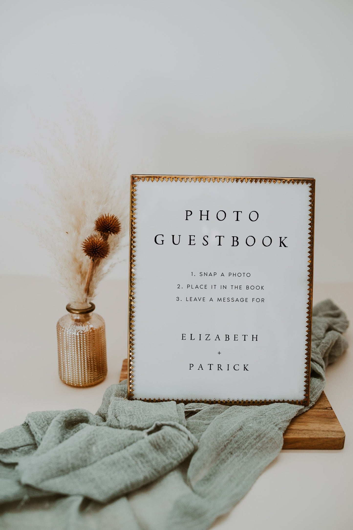 Elizabeth Editable Modern Wedding Photo Guestbook Sign Template