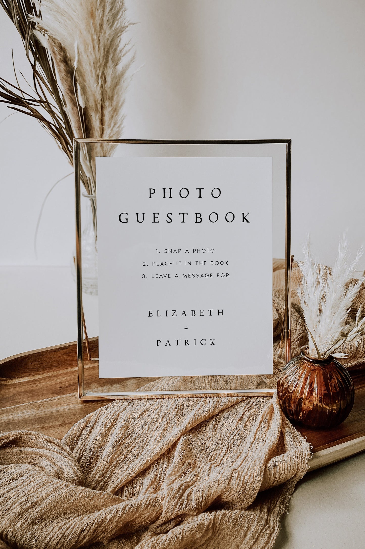 Elizabeth Editable Modern Wedding Photo Guestbook Sign Template