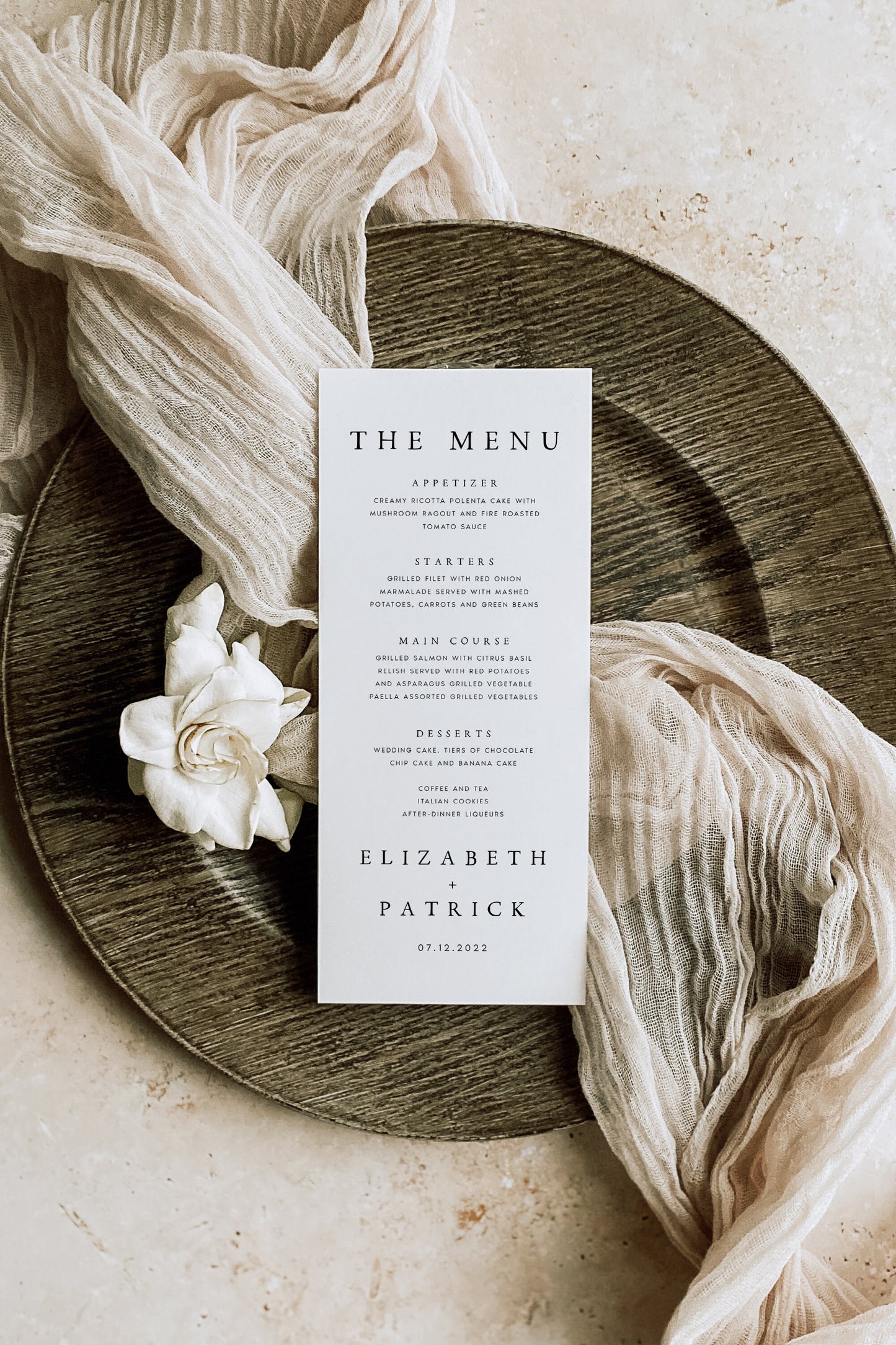 Elizabeth Minimal Modern Wedding Menu Template