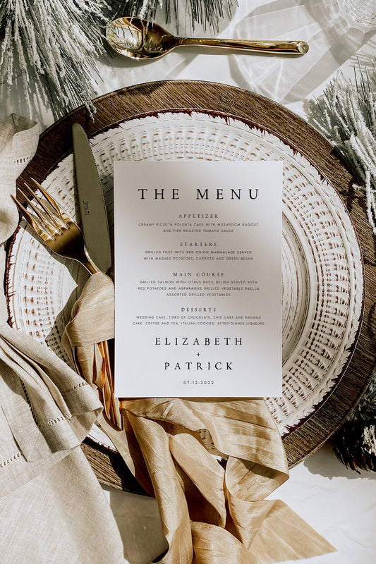 Elizabeth Wedding Menu Template