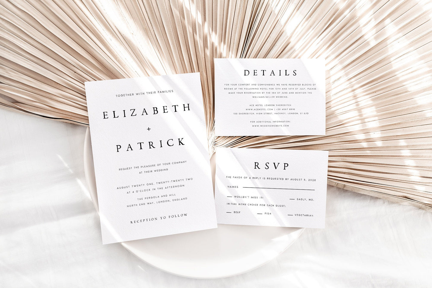 Elizabeth Minimal Modern Wedding Invitation Suite