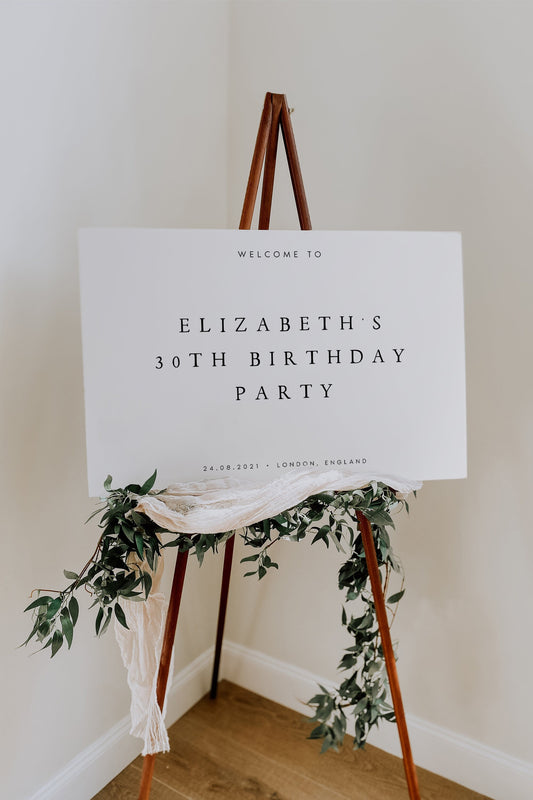 Elizabeth Minimalist Birthday Welcome Sign Printable