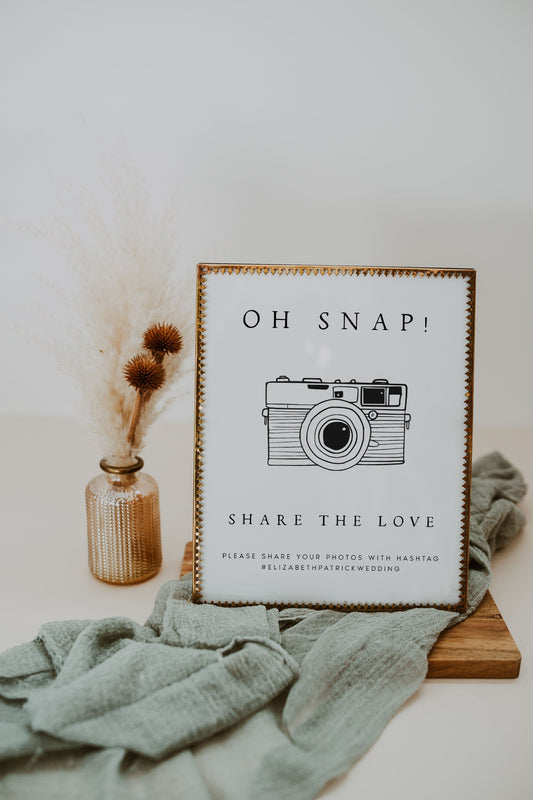 Elizabeth Oh Snap Wedding Hashtag Sign