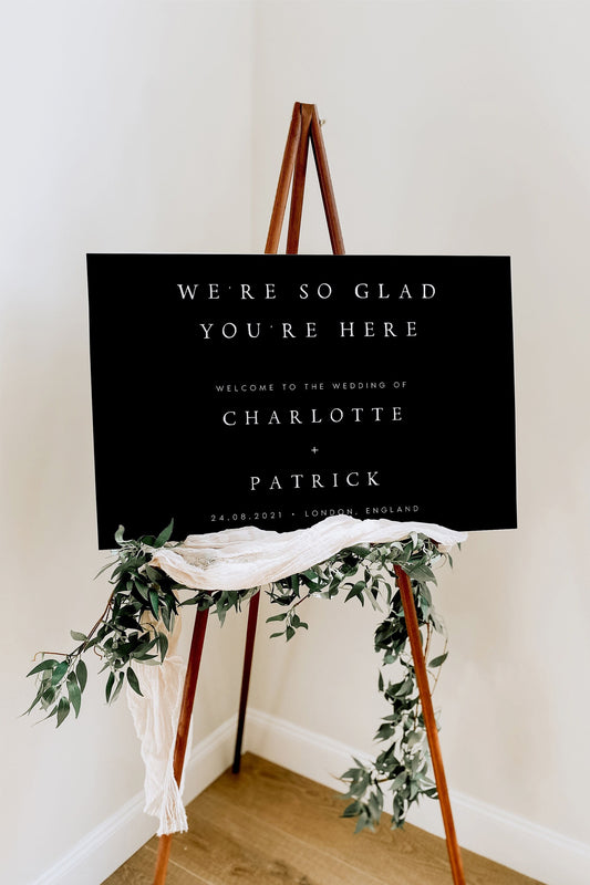 Charlotte Modern Wedding Welcome Sign Black