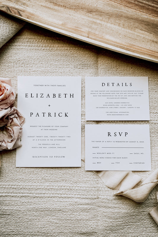 Elizabeth Modern Wedding Invitation Set Template