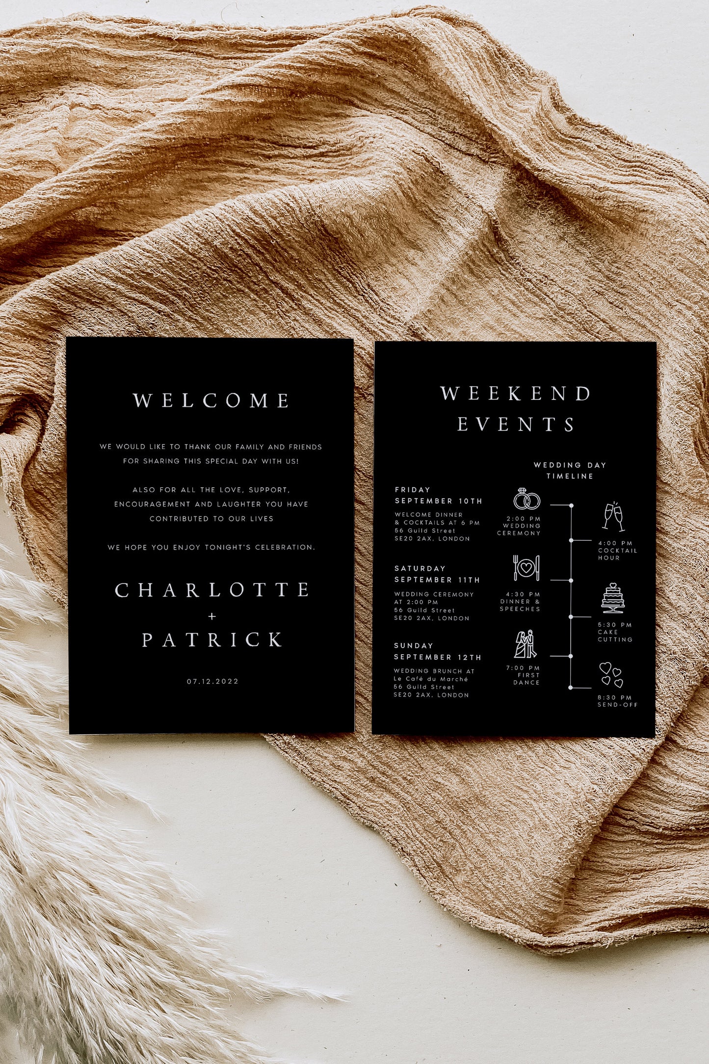 Charlotte Wedding Itinerary Timeline Card Template