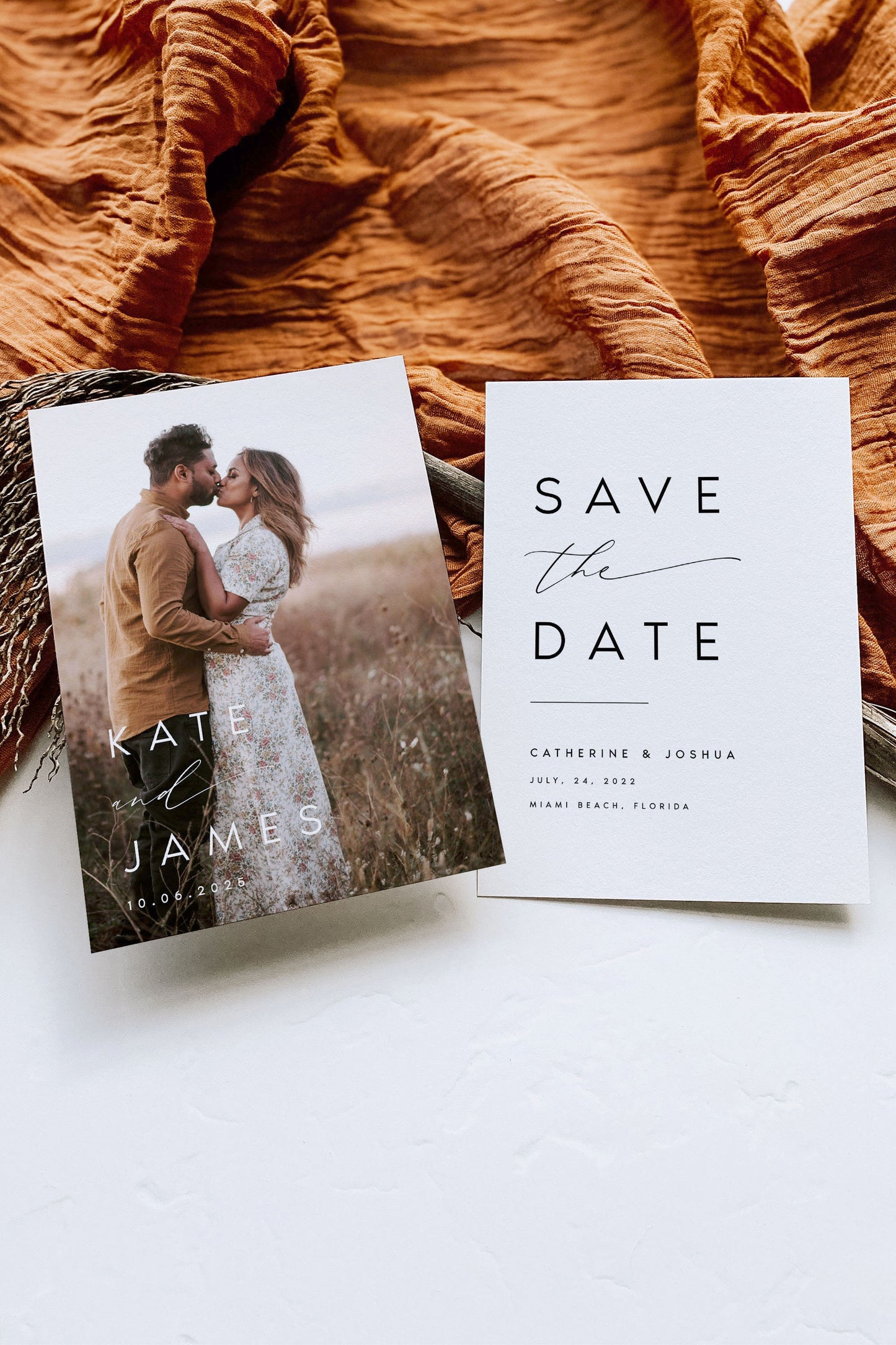 Kate Double-Sided MODERN Photo Save the Date Template