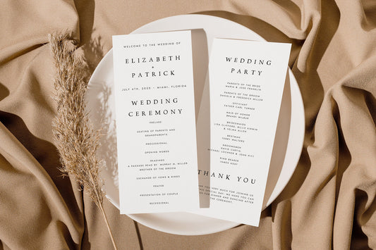 Elizabeth Minimalist Wedding Program Template