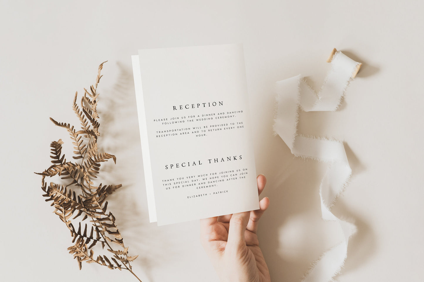 Elizabeth Minimal Foldable Wedding Program & Timeline Template