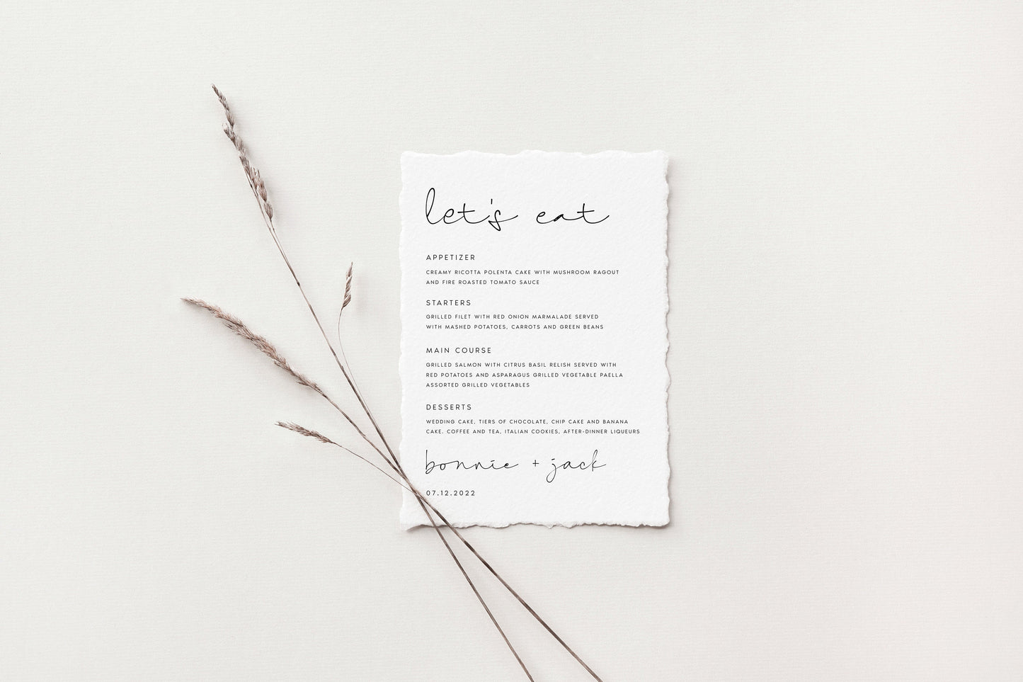 Bonnie Wedding Menu Template