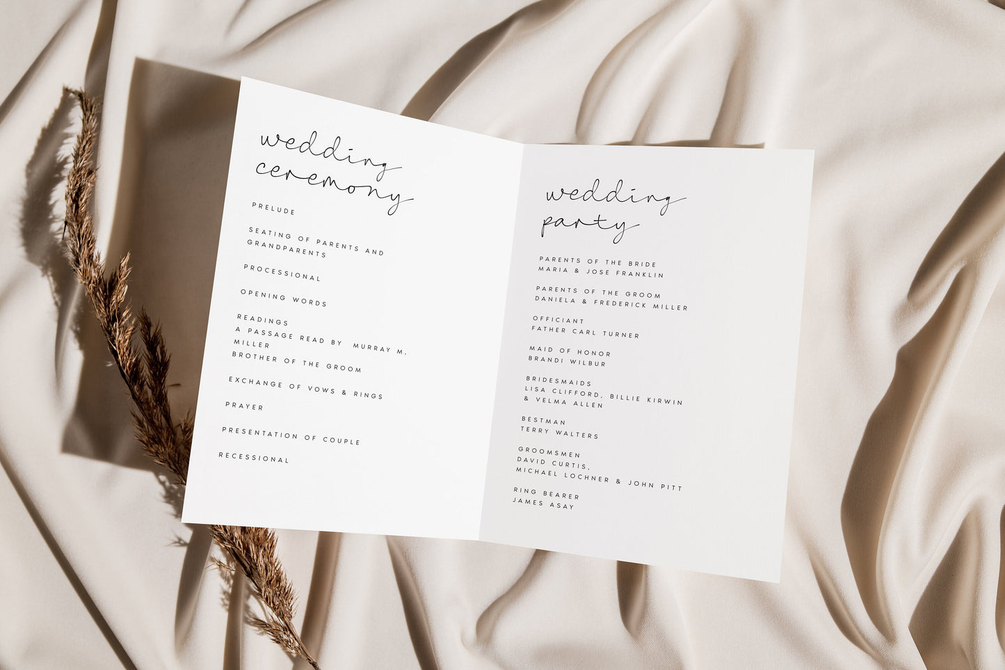 Bonnie Folded Wedding Program Template