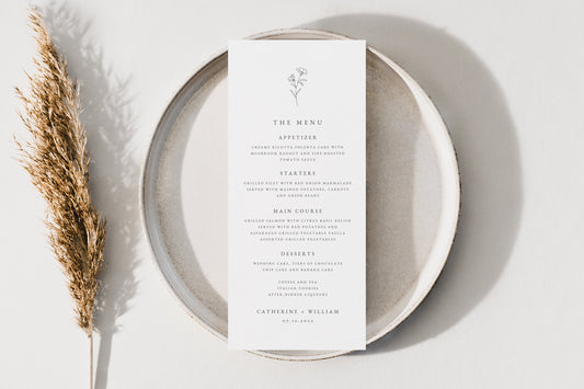 Catherine Elegant Wedding Menu Template