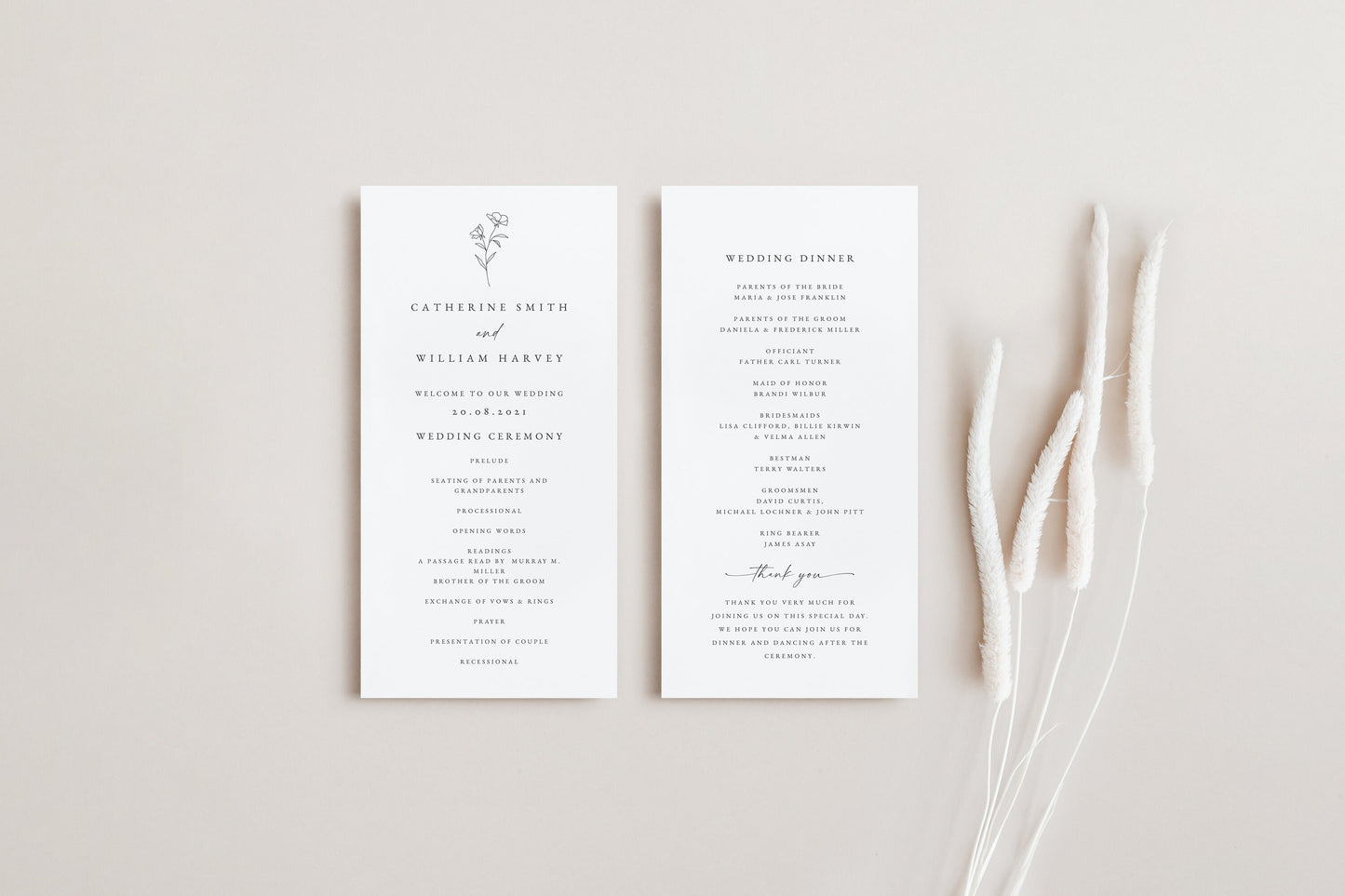 Catherine Botanical Wedding Program