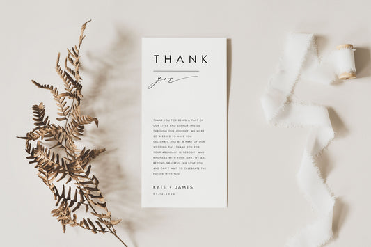 Kate Elegant Thank You Flat Card Printable