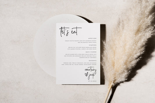 Courtney Minimalist Wedding Menu Template