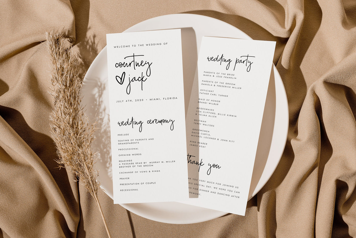 Courtney Wedding Ceremony Program