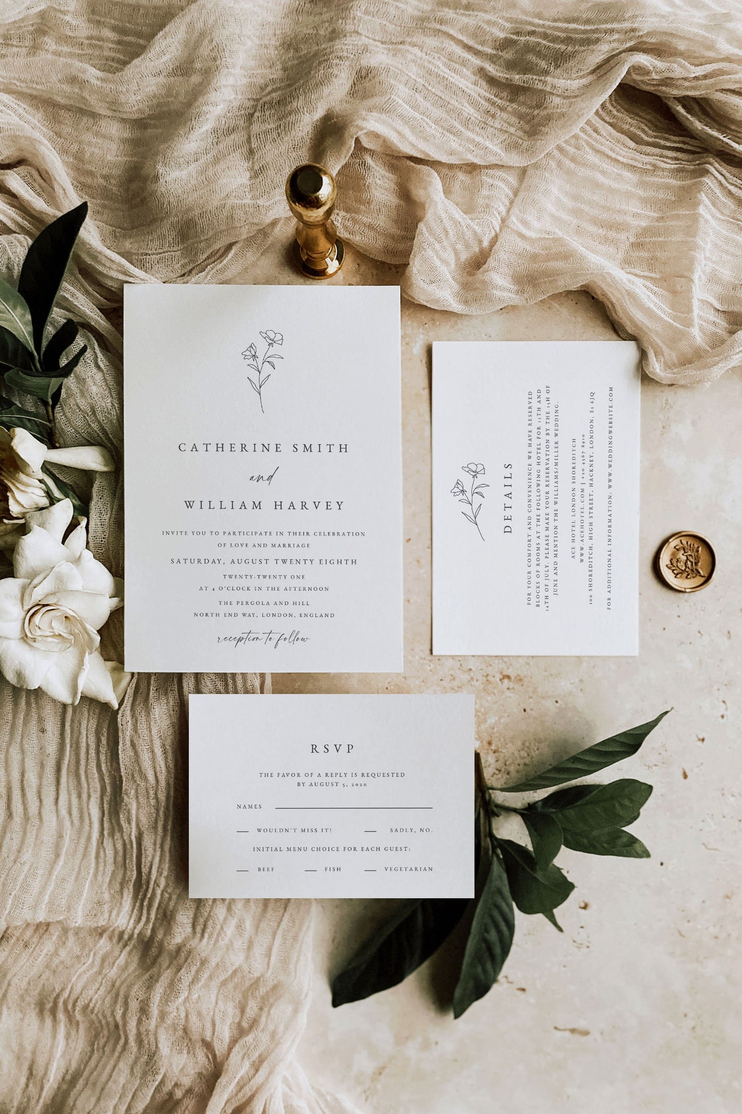 Catherine Botanical Wedding Invitation